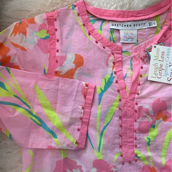 NWT! Gretchen Scott Tuemii embellished tunic, iconic Iris pale pink. Size XS - Picture 9 of 12